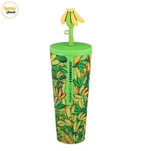 Starbucks Farm Rio 24 Oz Tropical Yellow/Green Board Bananas 2025 Cold Cup Straw